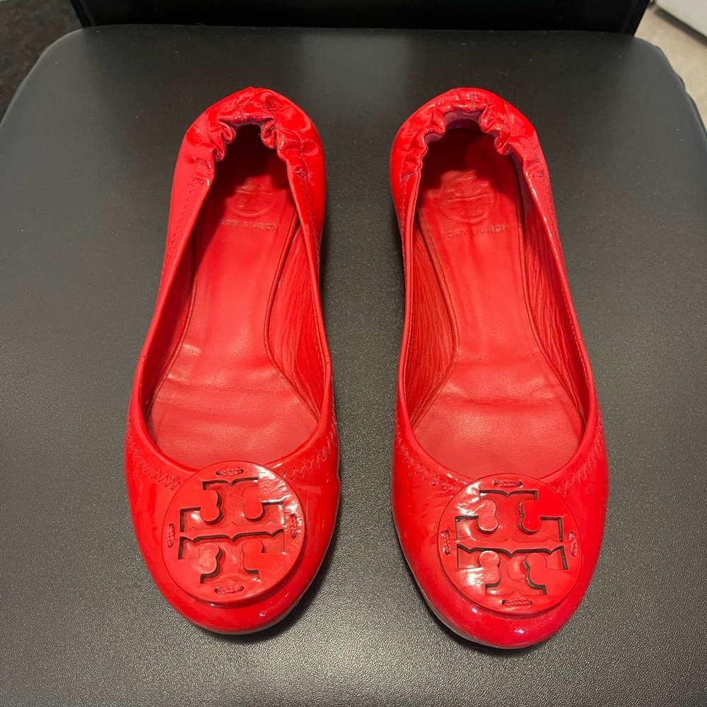 Tory Burch Patent Red Leather Ballet Flats